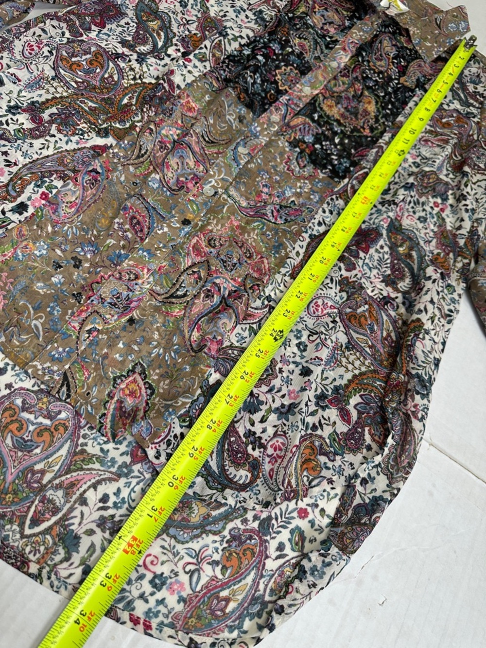 NEW Fig and Flower Sheer Button Down Top Paisley Boho Womens XL Long Sleeve - Picture 8 of 10